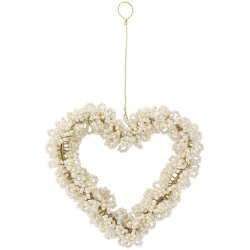 Ib Laursen Hjerte til oph�ng Fairytale Christmas med hvide perler 10x9 cm