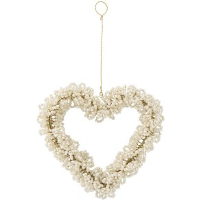 Ib Laursen Hjerte til oph�ng Fairytale Christmas med hvide perler 10x9 cm