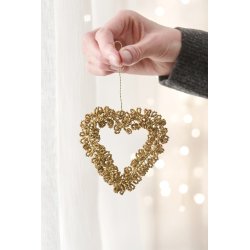 Ib Laursen Hjerte til oph�ng Fairytale Christmas med brune perler 10x9 cm
