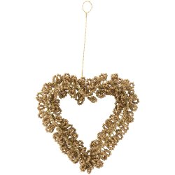 Ib Laursen Hjerte til oph�ng Fairytale Christmas med brune perler 10x9 cm