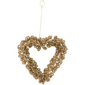 Ib Laursen Hjerte til oph�ng Fairytale Christmas med brune perler 10x9 cm