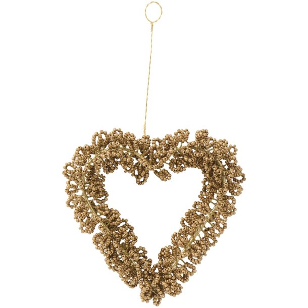 Ib Laursen Hjerte til oph�ng Fairytale Christmas med brune perler 10x9 cm