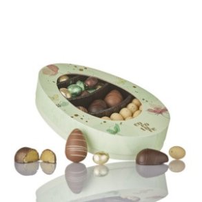 Cocoture - 400g mix � marcipan �g, nye fyldte folie�g,  drag��g i gr�n p�ske�ske med blomster