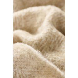 Ib Laursen - Plaid sandfarvet melange med off white frynser 130x170 cm.