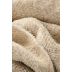 Ib Laursen - Plaid sandfarvet melange med off white frynser 130x170 cm.