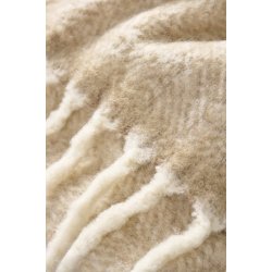 Ib Laursen - Plaid sandfarvet melange med off white frynser 130x170 cm.