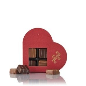 Cocoture - 4stk. fyldte konfektstykker i rd Cocoture hjerteske 36 g.