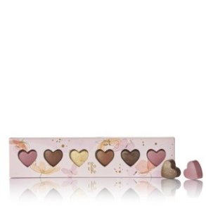 Cocoture - 54g 6stk. fyldte chokoladehjerter i lyser�d Cocoture �ske med blomster
