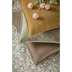 Ib Laursen -  Pudebetr�k velour - okker gr�n  - 52x52cm.