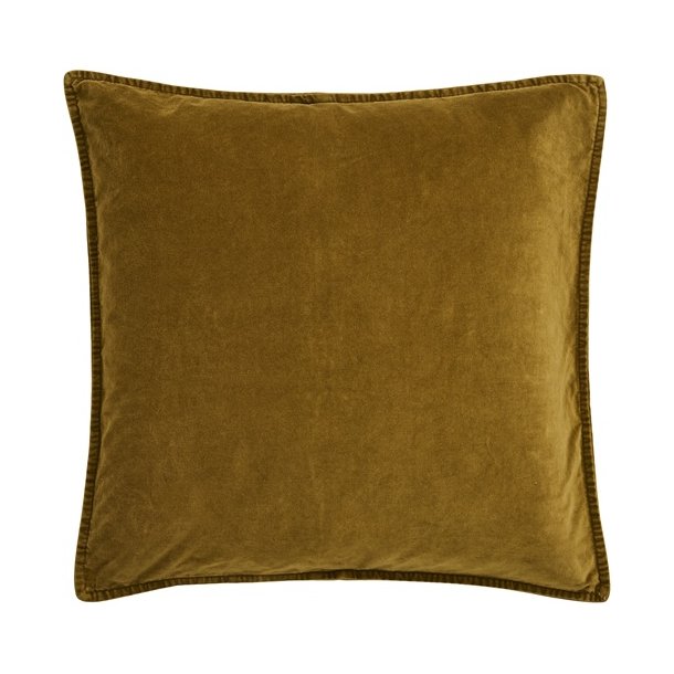 Ib Laursen -  Pudebetr�k velour - okker gr�n  - 52x52cm.
