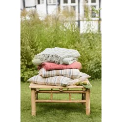 Ib Laursen - Pudebetr�k h�rfarvet med rosa, lysegr�n, m�rkegr�n og sand striber 50x50 cm