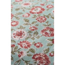 Ib Laursen -  Pudebetr�k gr�n med rustfarvede blomster og gr�nne - 60x60 cm.