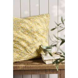 Ib Laursen Pudebetrk lysegul med hvide og rust blomster, grnne blade 60x60 cm