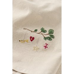 Ib Laursen Stofserviet Tradition fyrregren med h�ngende julepynt h�rfarvet 40x40 cm