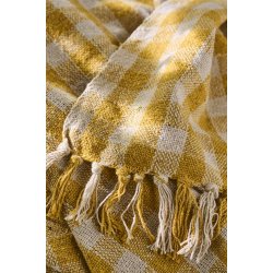 Ib Laursen Plaid natur og gule tern 130x160 cm