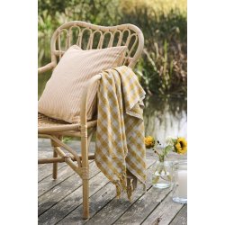 Ib Laursen Plaid natur og gule tern 130x160 cm