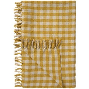 Ib Laursen Plaid natur og gule tern 130x160 cm