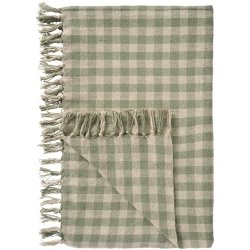 Ib Laursen Plaid natur og st�vgr�nne tern 130x160 cm