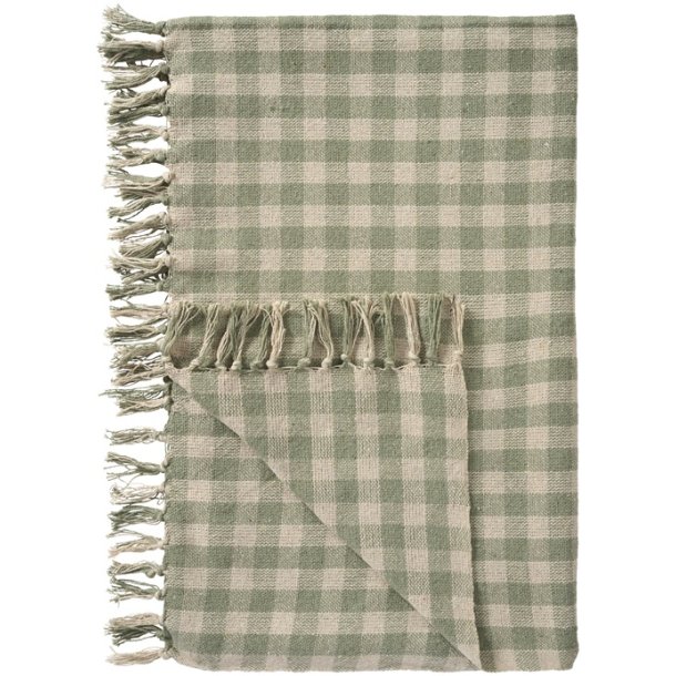 Ib Laursen Plaid natur og st�vgr�nne tern 130x160 cm