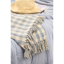 Ib Laursen Plaid natur og lysebl tern 130x160 cm