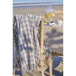 Ib Laursen Plaid natur og lysebl tern 130x160 cm
