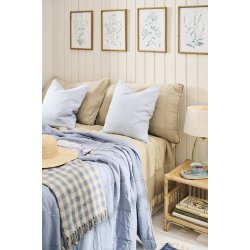 Ib Laursen Plaid natur og lysebl tern 130x160 cm