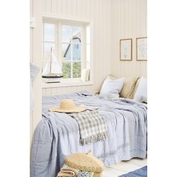 Ib Laursen Plaid natur og lysebl tern 130x160 cm