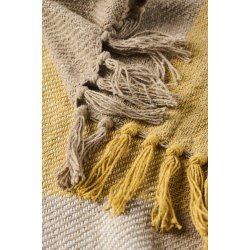 Ib Laursen Plaid natur med natur - hvide - gule tern 130x160 cm