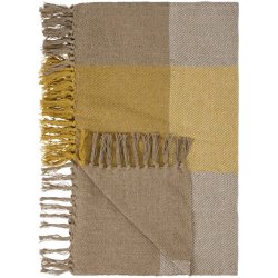Ib Laursen Plaid natur med natur - hvide - gule tern 130x160 cm