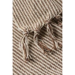 Ib Laursen Plaid creme med mocca smalle striber 130x160 cm