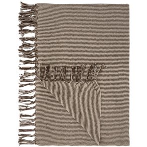 Ib Laursen Plaid creme med mocca smalle striber 130x160 cm