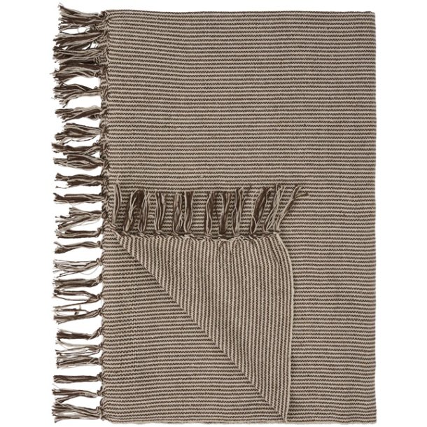Ib Laursen Plaid creme med mocca smalle striber 130x160 cm