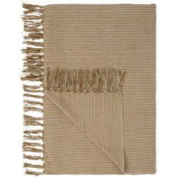 Ib Laursen Plaid creme med lerfarvede smalle striber 130x160 cm
