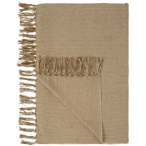 Ib Laursen Plaid creme med lerfarvede smalle striber 130x160 cm
