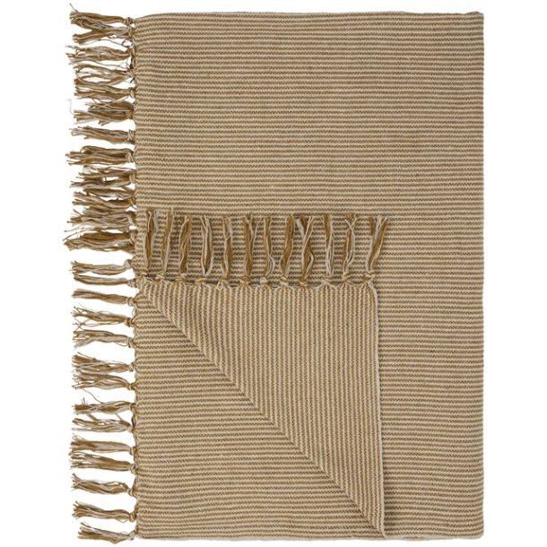 Ib Laursen Plaid creme med lerfarvede smalle striber 130x160 cm