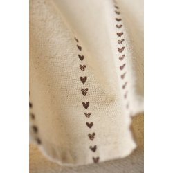 Ib Laursen Stofserviet Valentina natur med brune hjerter p� stribe 40x40 cm