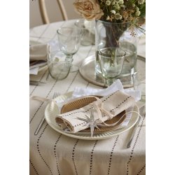 Ib Laursen Stofserviet Valentina natur med brune hjerter p� stribe 40x40 cm