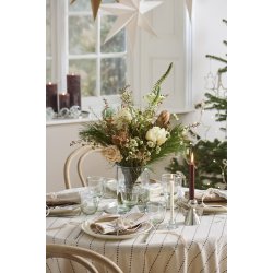 Ib Laursen Stofserviet Valentina natur med brune hjerter p� stribe 40x40 cm