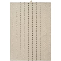 Ib Laursen -Viskestykke Valentina natur med brune hjerter p� stribe 50x70cm.
