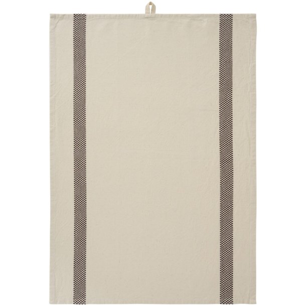 Ib Laursen -Chloe natur med brune indv�vede, ternede striber 50x70cm.