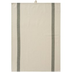 Ib Laursen -Chloe natur med mosgr�nne indv�vede, ternede striber 50x70cm.