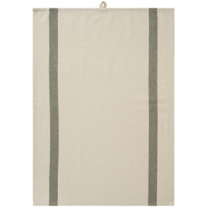 Ib Laursen -Chloe natur med mosgr�nne indv�vede, ternede striber 50x70cm.