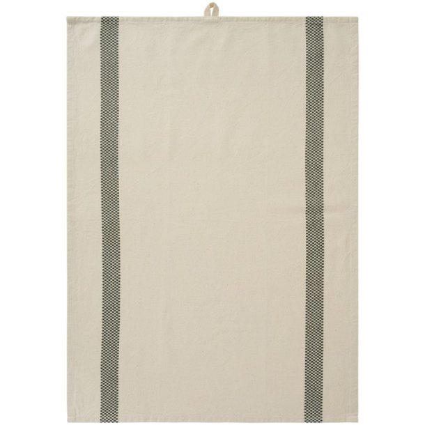 Ib Laursen -Chloe natur med mosgr�nne indv�vede, ternede striber 50x70cm.