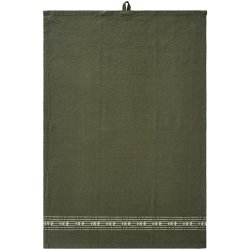 Ib Laursen -Viskestykke Sabine mosgr�n med indv�vet m�nster 50x70cm.