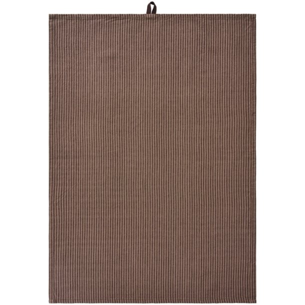 Ib Laursen -Viskestykke Daniella brun med m�rkebrune striber 50x70cm.