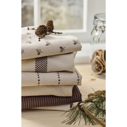Ib Laursen -Viskestykke Daniella brun med m�rkebrune striber 50x70cm.