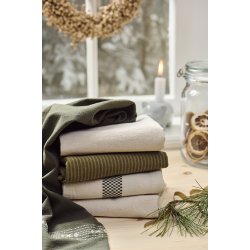 Ib Laursen -Viskestykke Daniella gr�n med m�rkegr�nne striber 50x70cm.