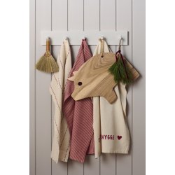 Ib Laursen -Viskestykke Daniella natur med r�de striber 50x70cm.