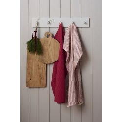 Ib Laursen -Viskestykke Daniella hindb�rfarvet med r�de striber 50x70cm.