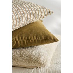 Ib Laursen -  Pudebetr�k Elly med mustard og gr�nne striber - 60x60 cm.